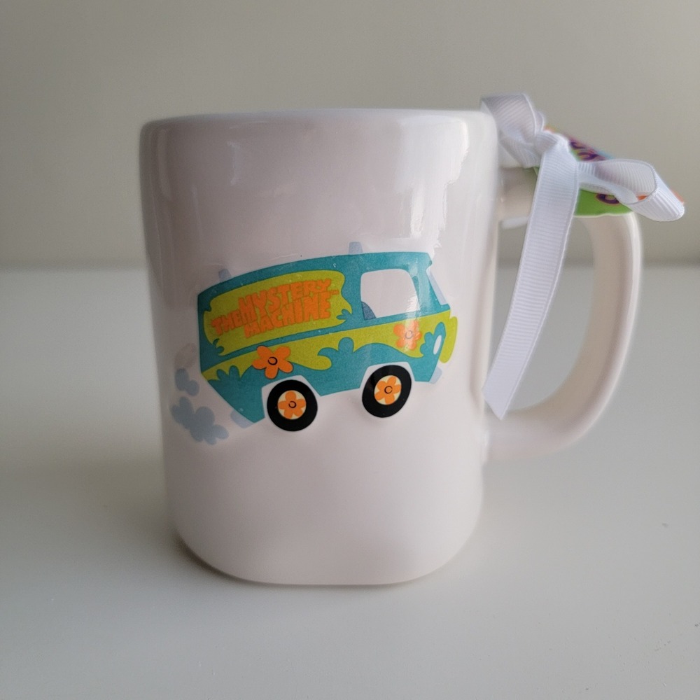 Rae Dunn Scooby-Doo The Mystery Machine Mug White Ceramic Teal Interior NWT